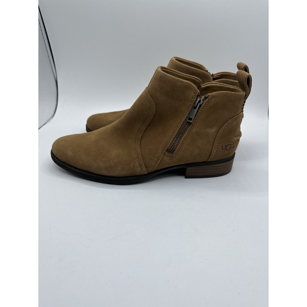 UGG Womens Suede Ankle Boots Brown Side Zip Chelsea Boot Size 9